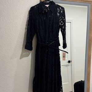 Nanette Lepore Black Lace Long Sleeve Dress